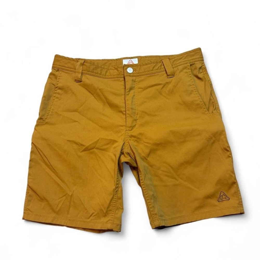 LIVSN Shorts Mens 32 Brown Flex Canvas Chino Outdoor Hiking Gorpcore 9" Inseam